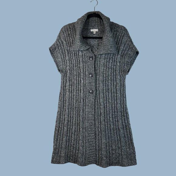 Croft & Barrow Womens Gray Cable Knit Tunic Cardigan Sweater XL Short Sleeve - Picture 1 of 9